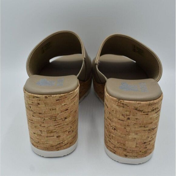 Sorel Womens Size 10.5 Omega Taupe Sea Salt Cameron Wedge Platform Mules Sandals - Picture 8 of 11